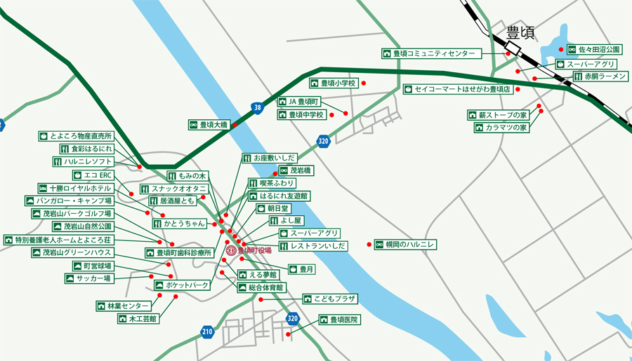 豊頃町中心地マップの画像