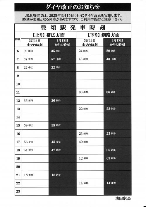 ダイヤ改正（R7.3.15）