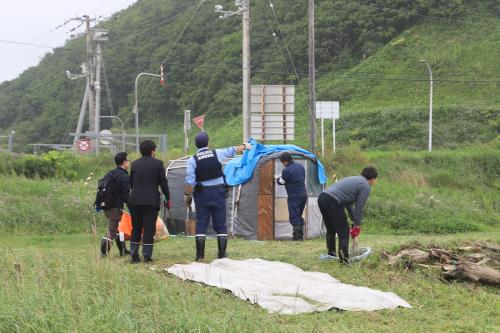 大津海岸秋鮭釣り場所環境適正パトロール①